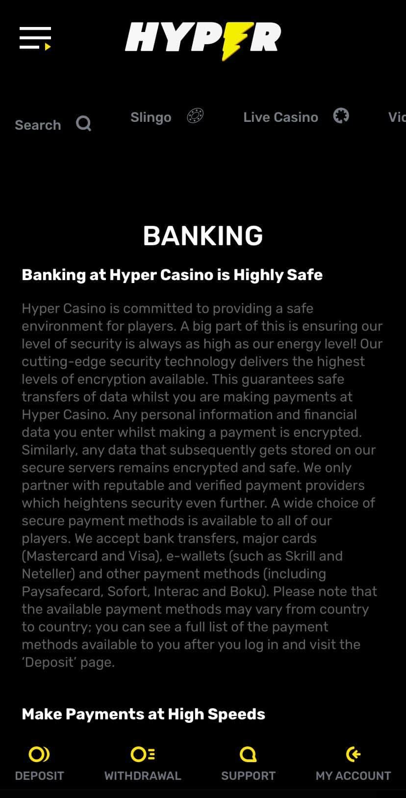 Hyper Casino Banking