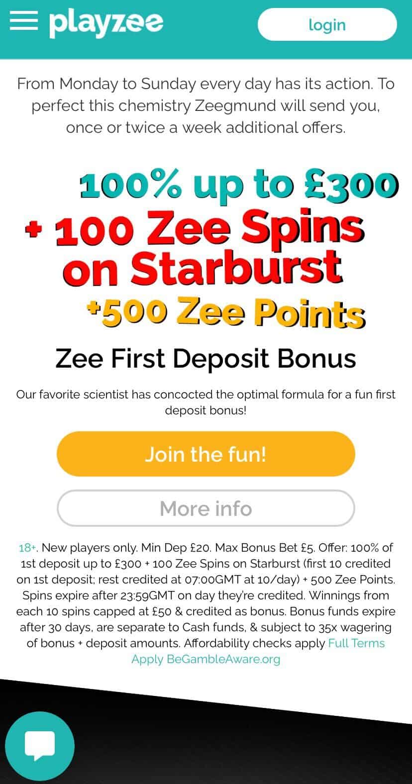 PlayZee Casino Bonus