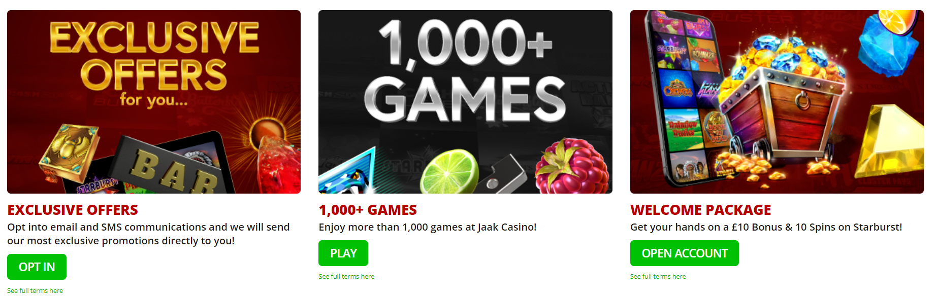 bonuses jaak casino