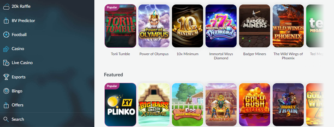 game selection betvictor casino