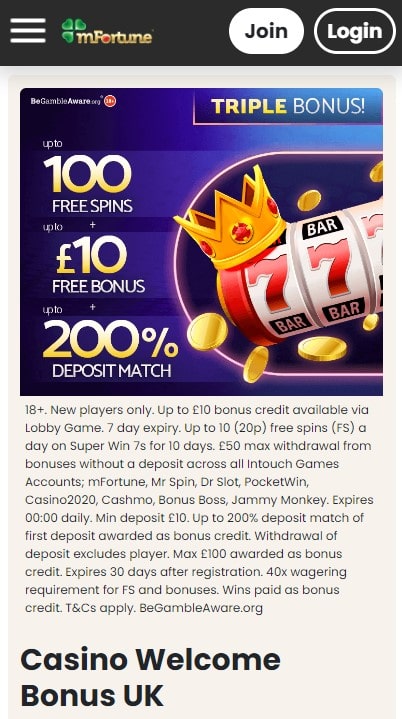 mFortune Casino Bonus