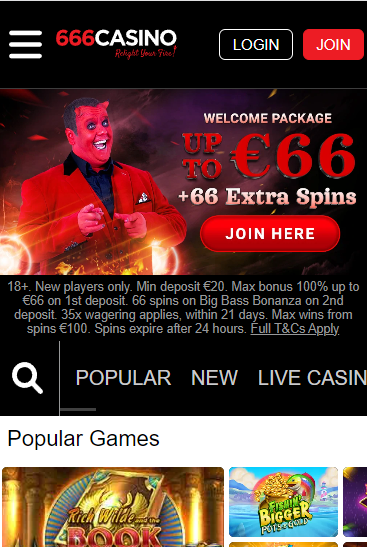 mobile experience at 666 casino