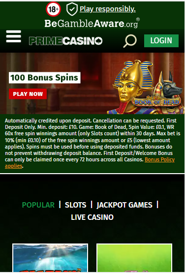 mobile version prime casino