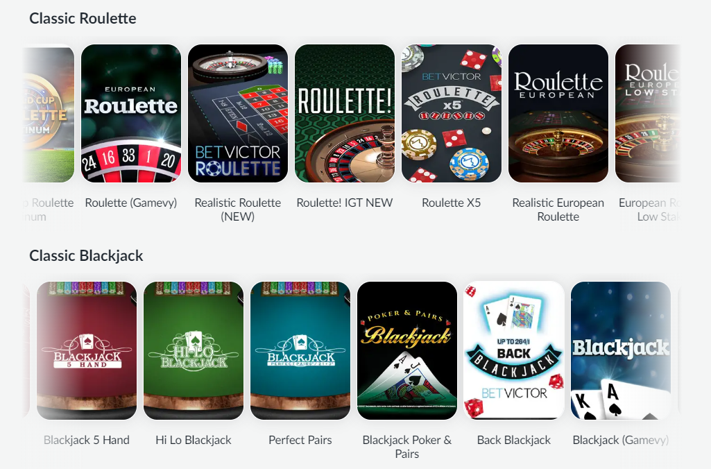 table games betvictor casino