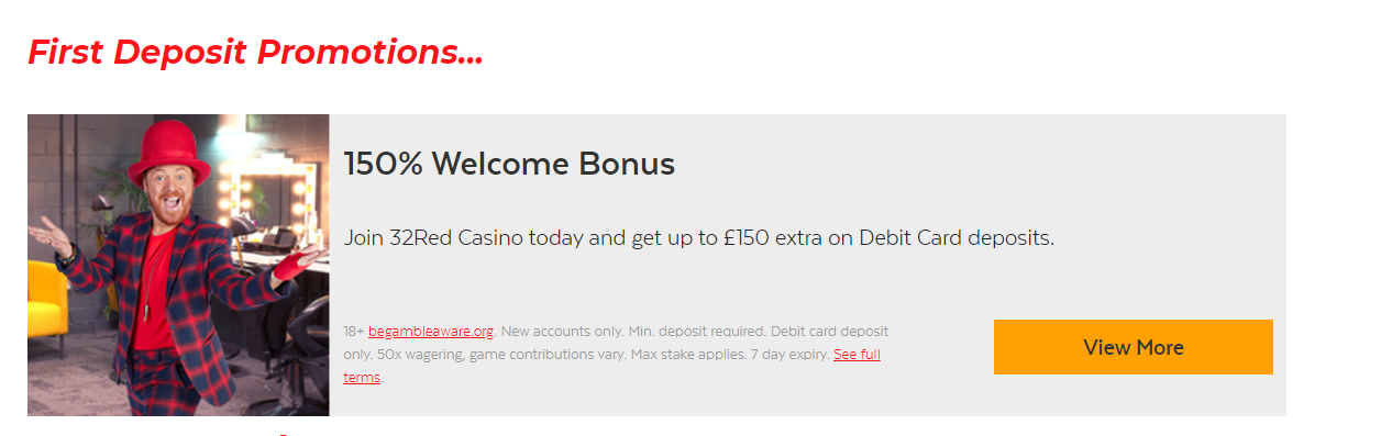 welcome bonus 32red casino