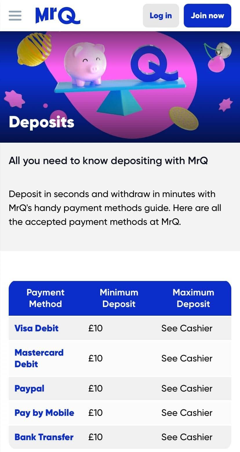MrQ Casino Deposit