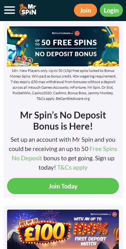 Mr Spin Casino Bonus
