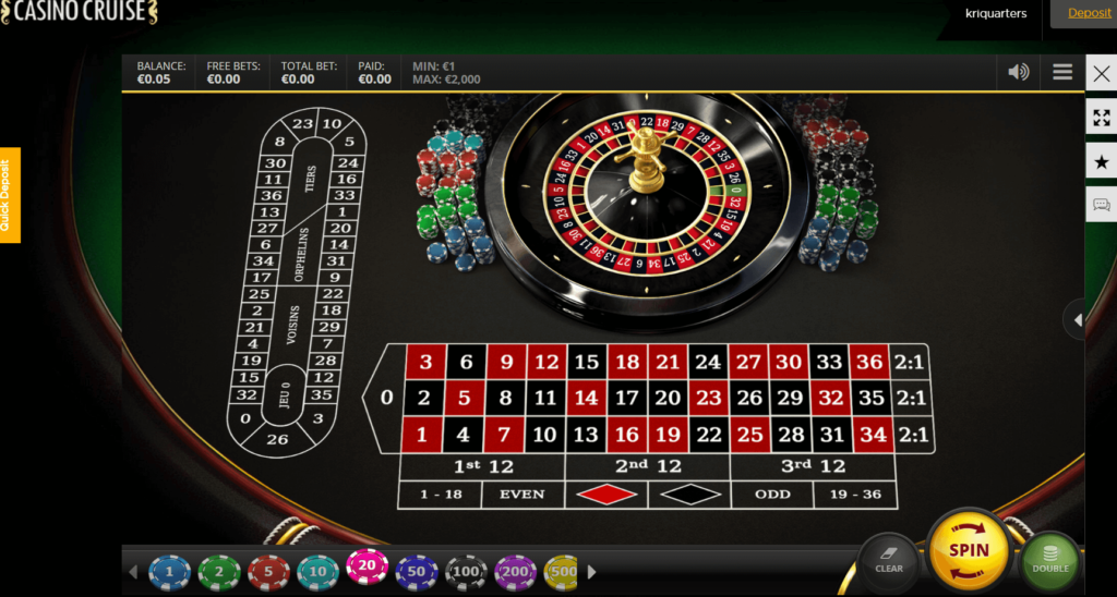 online roulette table