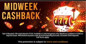 midweek cashback bonus dukes casino