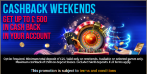 cashback weekend bonus dukes casino