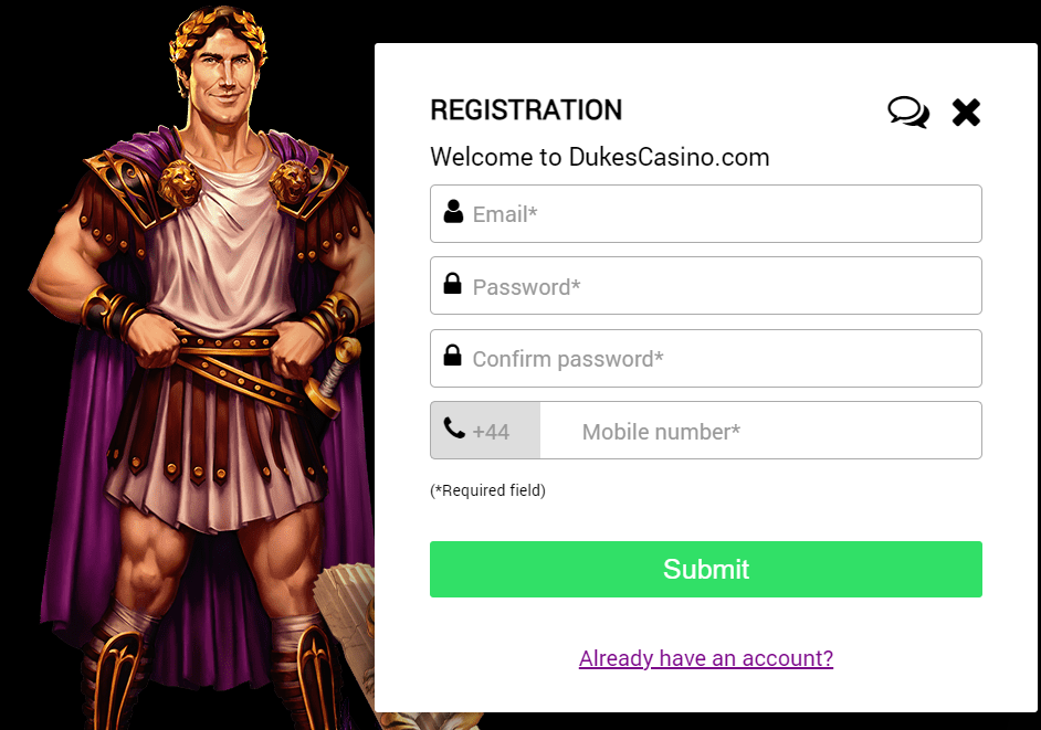 registering dukes casino
