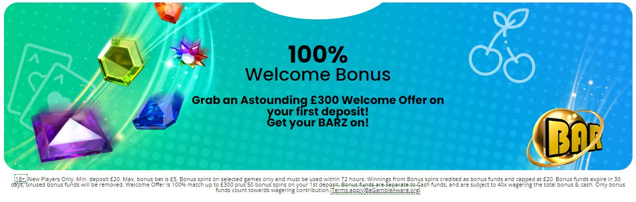 welcome bonus barz casino