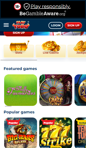 mobile version playtoro casino